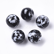 Resin Beads, Imitation Gemstone Chips Style, Round, Black, 10mm, Hole: 1.8mm(X-RESI-T026-10mm-01)