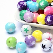Round Acrylic Craft Beads, Mixed Color,  about 16mm in diameter, hole: about 2mm, about 220pcs/500g(YPL452)