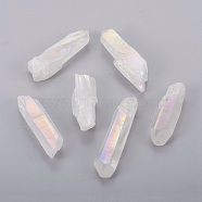 Electroplate Natural Quartz Crystal Beads, No Hole/Undrilled, Nuggets, Creamy White, 30~75x12~20x4~18mm, about 32~60pcs/1000g(KK-F757-G07)