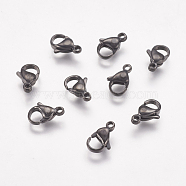 304 Stainless Steel Lobster Claw Clasps, Parrot Trigger Clasps, Electrophoresis Black, 11x7x3.5mm(STAS-P185-11-B)