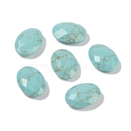 Synthetic Turquoise Cabochons, Oval, Faceted, 18x13x5.5~6.5mm(G-O175-15N-01)