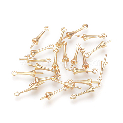 Brass Peg Bails Pendants, for Half-driled Beads, Nickel Free, Real 18K Gold Plated, 16x4mm, Hole: 1mm, Pin: 1mm(X-KK-Q675-89)
