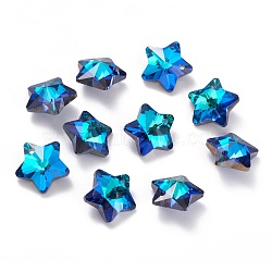 Electroplate Glass Charms, Faceted, Star, Dodger Blue, 13x13.5x7mm, Hole: 1.2mm(X-GLAA-H104-A02)