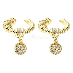 Rack Plating Brass Micro Pave Cubic Zirconia Cuff Earring, Cadmium Free & Lead Free, Long-Lasting Plated, Real 18K Gold Plated, 15.5x4x17.5mm(EJEW-C086-14G)