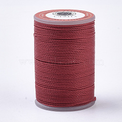 Waxed Polyester Cord, Micro Macrame Cord, Twisted Cord, Round, FireBrick, 1mm, about 57.96~65.62 Yards(53~60m)/Roll(YC-N010-01D)