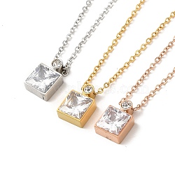 Square PVD Vacuum Plating 304 Stainless Steel Pendant Necklaces, with Glass, Mixed Color, 16.61 inch(42.2cm)(NJEW-G125-07)