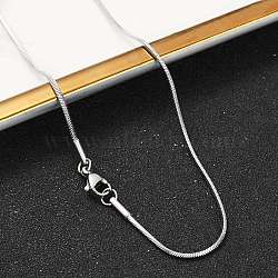 Tarnish Resistant 304 Stainless Steel Snake Chain Necklace Making, with Lobster Claw Clasps, Stainless Steel Color, 17.7 inch(45cm)(STAS-P045-18P)