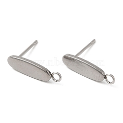 304 Stainless Steel Stud Earring Findings, Oval, Stainless Steel Color, 16x5mm, Hole: 1.8mm, Pin: 0.7mm(STAS-E196-02P)