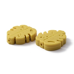 Food Grade Eco-Friendly Silicone Beads, Monstera Leaf, Gold, 34.5x29.5x8mm, Hole: 3mm(SIL-WH0008-28D)