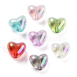 Transparent Acrylic Beads, AB Color Plated, Heart, Mixed Color, 9x10.5x6mm, Hole: 1.4mm, 1428pcs/500g(OACR-S136-06A)