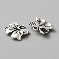 Tibetan Style Alloy Pendants, Bowknot Charms, Antique Silver, 16x17x3mm, Hole: 2mm(FIND-CJC0007-67)