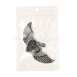 Alloy Pendant Cabochon Settings, with Crystal Rhinestone, Cadmium Free & Lead Free, Heart with Wing, Electrophoresis Black, Crystal, Tray: 26.5x32.5mm, 47.5x107.5x6mm, Hole: 15mm(X-PALLOY-S107-001EB-RS)
