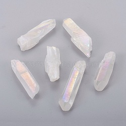 Electroplate Natural Quartz Crystal Beads, No Hole/Undrilled, Nuggets, Creamy White, 25~65x8~25mm, about 180~205pcs/1000g(KK-F757-G07)