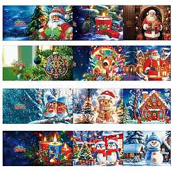 Christmas DIY Diamond Painting Greeting Card Kits, with Resin Rhinestones, Diamond Sticky Pen, Tray Plate and Glue Clay, Mixed Color, 300x150mm, 12pcs/set(PW-WGAFD54-01)