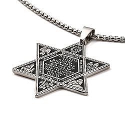 201 Stainless Steel Pendants Necklace, Star, 23.11 inch(58.7cm)(NJEW-B095-01)
