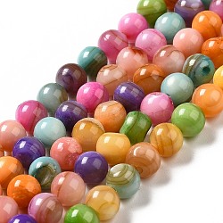 Dyed Natural Freshwater Shell Beads Strands, Round, Colorful, 6.5mm, Hole: 0.8mm, about 58~60pcs/strand, 14.57~14.96 inch(37~38cm)(SHEL-G014-05E-05)
