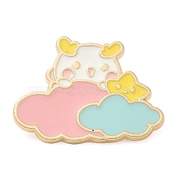 Dragon Enamel Pins, Light Gold Plated Alloy Brooch for Women, Cloud, 23x30x1.5mm(JEWB-K012-02E-KCG)