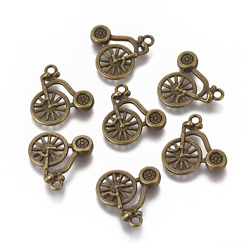 Tibetan Style Alloy Pendants, Cadmium Free & Lead Free, Bicycle/Penny Farthing, Antique Bronze, 17x18x3mm, Hole: 1.5mm