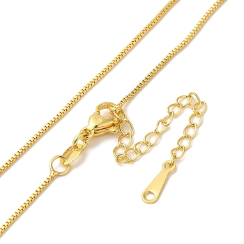 Brass Box Chain Necklaces, Real 18K Gold Plated, 17.91x0.04 inch(45.5x0.1cm)