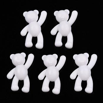 Opaque Acrylic Pendants, Bear, Creamy White, 37x28x13mm, Hole: 2.5mm, about 133pcs/500g