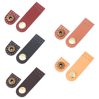 5Pcs 5 Colors Arch Cowhide Leather Sew on Purse Clasps, Brass Snap Button Bag Mouth Buckle, Suitcase Bag Anti-Theft Parts, Mixed Color, 6.2x2.05x0.95cm, Hole: 1.5mm, 1pc/color