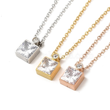 Clear Square 304 Stainless Steel Necklaces