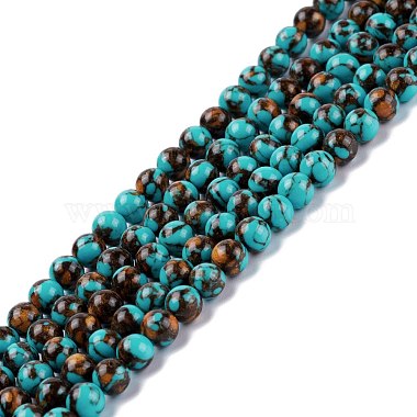Dark Turquoise Round Gold Clinquant Stone Beads