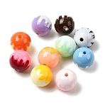 Baking Paint Opaque Acrylic Beads, Round, with Enamel, Mixed Color, 16x15.5mm, Hole: 2mm(OACR-A044-01)