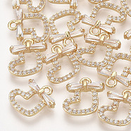 Brass Cubic Zirconia Charms, Christmas Sock, Clear, Real 18K Gold Plated, 11x10x3mm, Hole: 1mm(X-KK-S348-437)