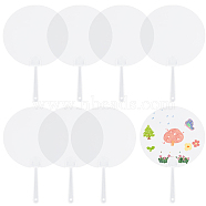 10Pcs PVC Hand Held Fan, Blank Painting Fans, for Kids DIY Crafts, Flat Round, 261x171mm(DIY-SP0002-51A)