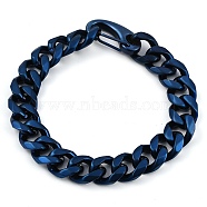 304 Stainless Steel Cuban Link Chain Bracelets for Men, Blue, 8-1/2 inch(21.5cm)(BJEW-B102-03BL)