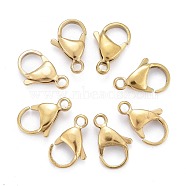 Ion Plating(IP) 304 Stainless Steel Lobster Claw Clasps, Parrot Trigger Clasps, Real 18k Gold Plated, 15x9x4.5mm, Hole: 2mm(STAS-H353-F-02G)