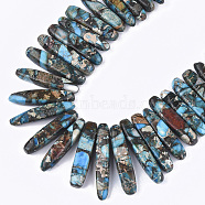 Synthetic Gold Line Imperial Jasper Beads Strands, Dyed, Graduated Strip, Light Sky Blue, 18~46x4~8x6~9mm, Hole: 1mm, about 55~64pcs/strand, 15.7 inch~16.5 inch(G-S355-13C)