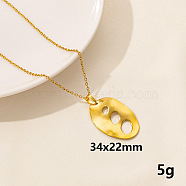 304 Stainless Steel Ovalt Pendant Necklaces, Cable Chain Necklaces(SS2971-10)