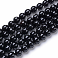 Natural Black Onyx Round Bead Strands, 4~4.5mm, Hole: 1mm, about 96pcs/strand, 15.5 inch(X-G-T055-4mm-10)