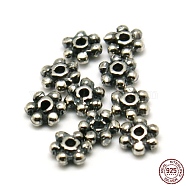 925 Sterling Silver Daisy Spacer Beads, Flower, Antique Silver, 3x3x1mm, Hole: 0.5mm(STER-A010-167)