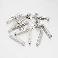 Iron Brooch Pin Back Safety Catch Bar Pins with 3 Holes, Platinum, 45x5x6mm, Hole: 2mm(IFIN-A171-04I)