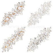 4Pcs 4 Style Flower Crystal Rhinestone Pearl Hair Barrettes, with Alloy Clips, for Woman Girls, Mixed Color, 30.5~34x84~85x19~24mm, 1pc/style(OHAR-GO0001-08)