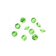 Glass Rhinestone Cabochons, DIY Accessories for Jewelry Pendant Making, Birthstone Color Style Rhinestone, Diamond Shape, Peridot, 3mm, 20pcs/bag(GLAA-TAC0005-3mm-08)