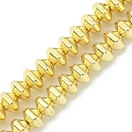 Electroplated Synthetic Non-Magnetic Hematite Beads Strands, Hexagon, Golden Plated, 5.5x6x4mm, Hole: 0.9mm, about 102pcs/strand, 16.02''(40.7cm)(G-H020-G01-02)