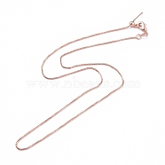 Brass Venetian Chain, Box Chain Necklaces, with Lobster Claw Clasps and Stopper Beads, Long-Lasting Plated, Rose Gold, 17.71 inch(45cm), 0.8mm(NJEW-E151-04RG)