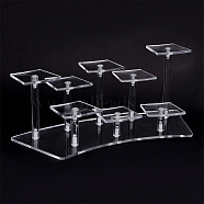 8-Slot Transparent Acrylic Minifigures Display Risers, Arc-Shaped Organizer Holder for Models, Building Blocks, Doll Display Holder, Clear, Finished Product: 28.9x12x12.5cm(ODIS-WH0043-29A)