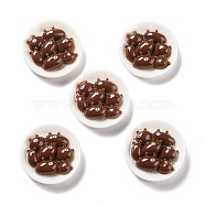 Opaque Resin Cabochons, Flat Round Plate with Bear, Coconut Brown, 25x7.5mm(RESI-C012-32)