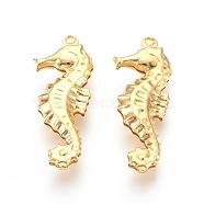 304 Stainless Steel Pendants, Sea Horse, Golden, 26.5x10x4mm, Hole: 1mm(STAS-F180-06G)