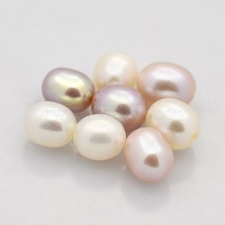 Natural Cultured Freshwater Pearl Beads, Half Drilled, Rice, Grade AAA, Mixed Color, 5~6x4.5~5mm, Half Hole: 1mm(PEAR-M010-M)