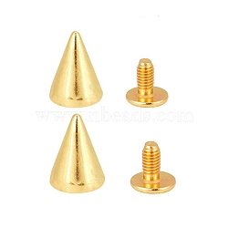 Iron Rivets, for Clothes Bag Shoes Leather Craft, Cone, Golden, 7~9.5x7mm, Hole: 5mm, 2pcs/set(IFIN-WH0057-41G)