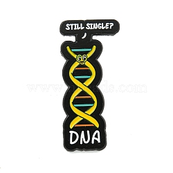 Chemistry Science Enamel Pins, Black Alloy Brooches for Clothes Backpack, DNA, 30x14x1.5mm(JEWB-I030-03A)