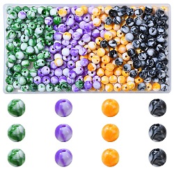 320Pcs 4 Colors Opaque Acrylic Beads, Round, Two Tone, Mixed Color, 8mm, Hole: 1.5mm, 80pcs/color(SACR-YW0001-68)