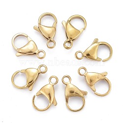 Ion Plating(IP) 304 Stainless Steel Lobster Claw Clasps, Parrot Trigger Clasps, Real 18k Gold Plated, 15x9x4.5mm, Hole: 2mm(STAS-H353-F-02G)