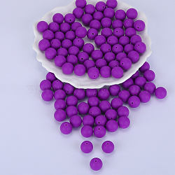 Round Silicone Focal Beads, Chewing Beads For Teethers, DIY Nursing Necklaces Making, Indigo, 15mm, Hole: 2mm(SI-JX0046A-130)